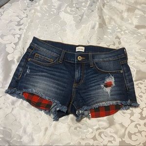 Buffalo Plaid pocket denim shorts